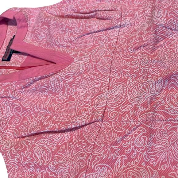 Vineyard Vines Sleeveless V-Neck Sheath Scallop Hem Pink White Paisley Size 10 - Picture 4 of 4